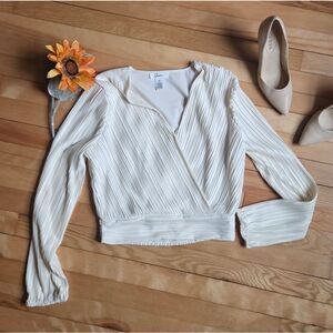 Japna Cream Pleated Wrap Blouse